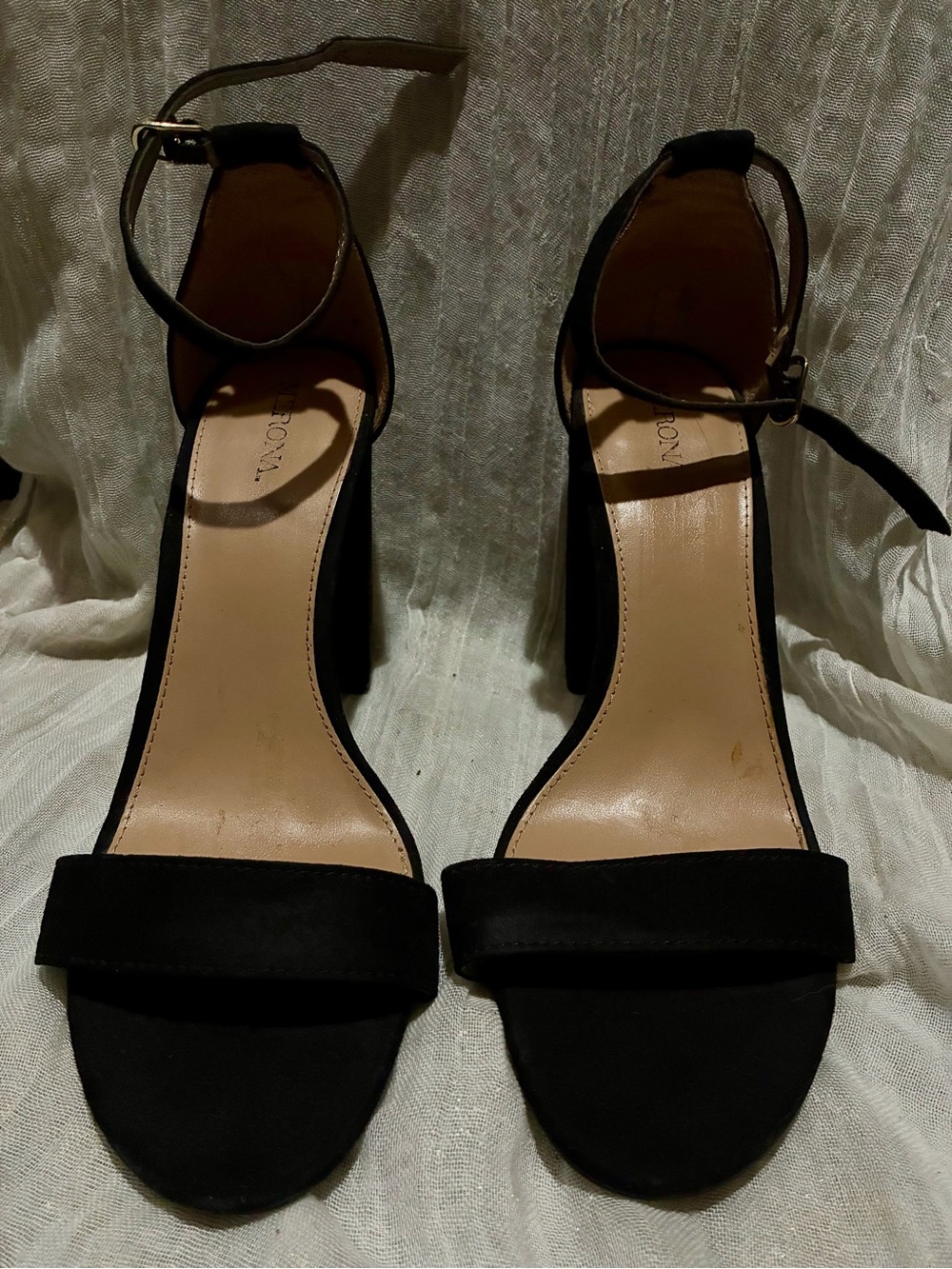 Merona Black Ankle-Strap Block Heel Sandals